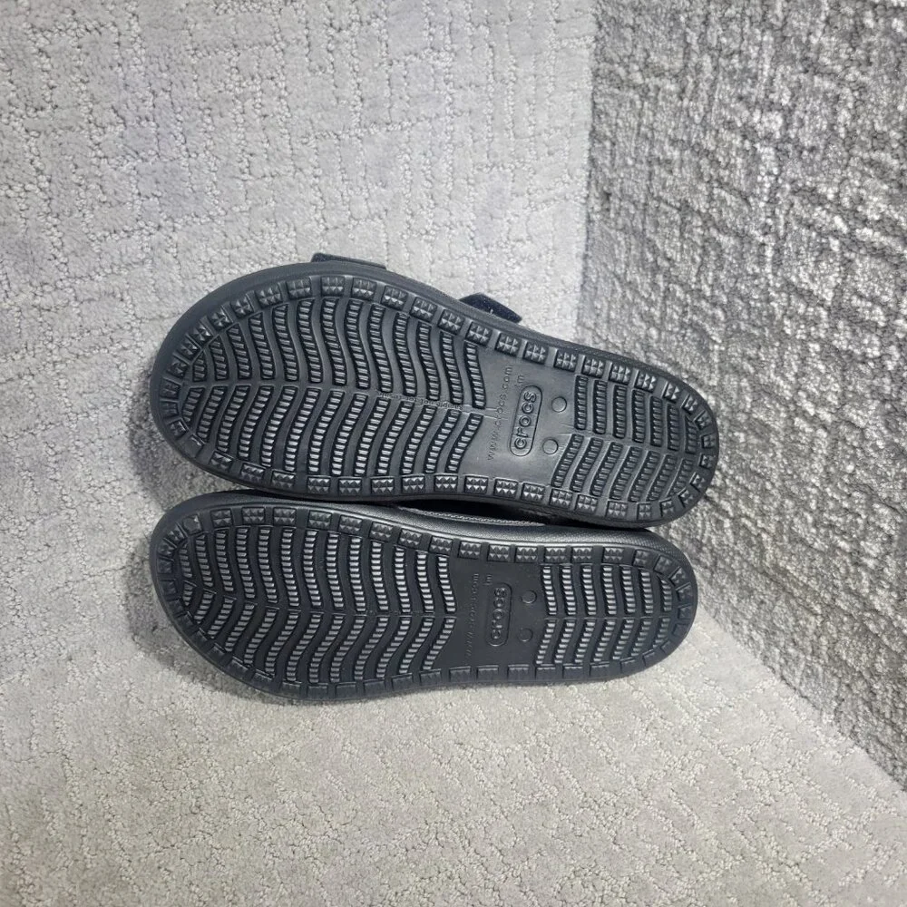 Crocs Yukon Vista II 209396 Mens Size US 9 Black Leather Slide Sandal Shoes
